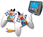 Gamepad controllers from Radica's "PlayTV Legends Family Tetris".